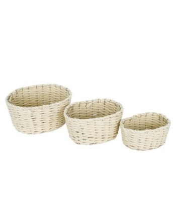 Signes Grimalt By SIGRIS - Cestas 3 Unidades Marrón de Espadaña | Cesta Bandeja Decorativa Mesa Bandeja Mimbre