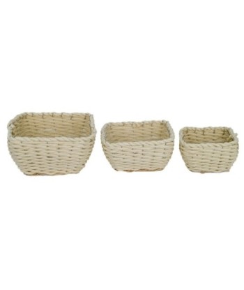Signes Grimalt By SIGRIS - Cestas 3 Unidades Marrón de Espadaña | Cesta Bandeja Decorativa Mesa Bandeja Mimbre