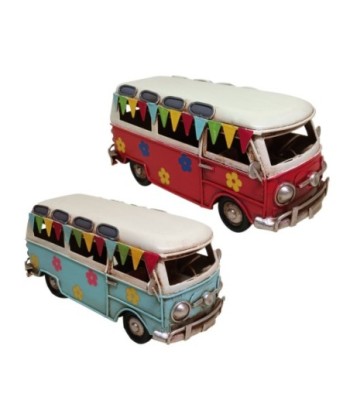 Furgoneta Vintage 2 Puertas de Metal para Colección y Decoración, Regalo Ideal para Amantes de los Vehículos