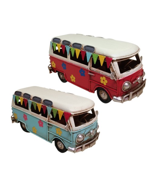 Furgoneta Vintage 2 Puertas de Metal para Colección y Decoración, Regalo Ideal para Amantes de los Vehículos