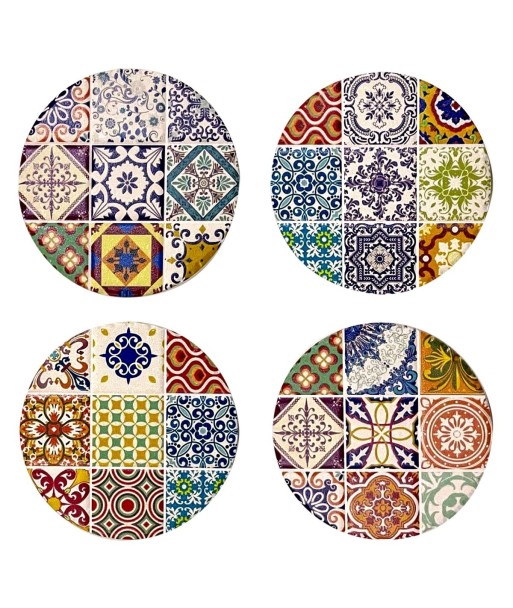 Signes Grimalt By SIGRIS - Posavasos hidráulico 4 Unidades Multicolor de Ceramica | Posavasos Mantel Individual