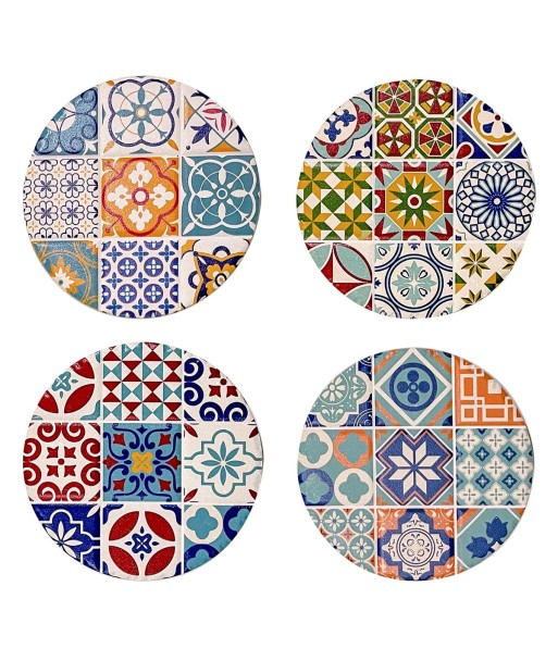 Signes Grimalt By SIGRIS - Posavasos hidráulico 4 Unidades Multicolor de Ceramica | Posavasos Mantel Individual