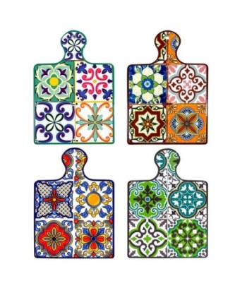 By Sigris - Tabla de cortar hidráulico 4 Unidades Multicolor de Ceramica | Tabla Mantel Individual Salvamanteles