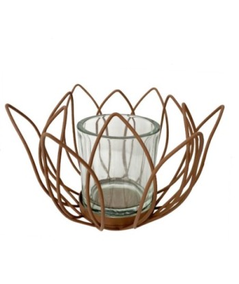 Signes Grimalt By SIGRIS - Portavelas en forma de flor Marrón de Metal Y Cristal | Portavelas Portavelas Portavelas