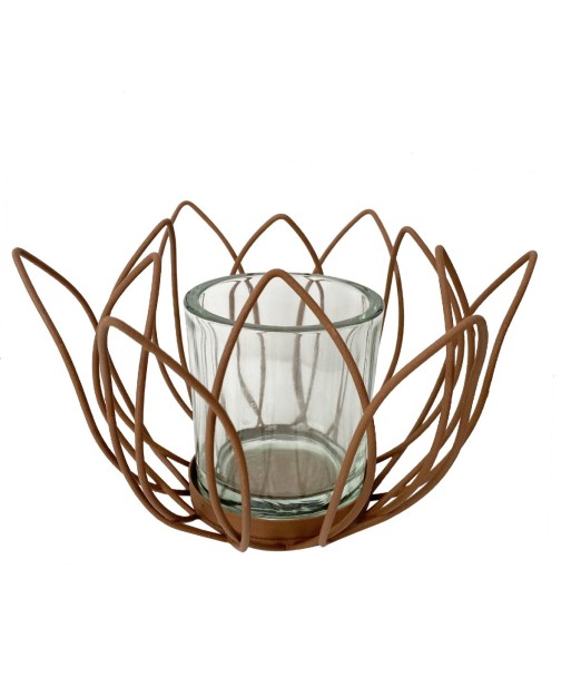 Signes Grimalt By SIGRIS - Portavelas en forma de flor Marrón de Metal Y Cristal | Portavelas Portavelas Portavelas