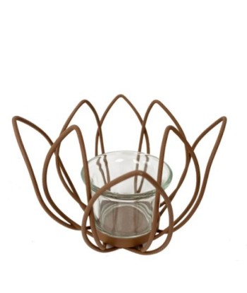 Signes Grimalt By SIGRIS - Portavelas en forma de flor Marrón de Metal Y Cristal | Portavelas Portavelas Portavelas