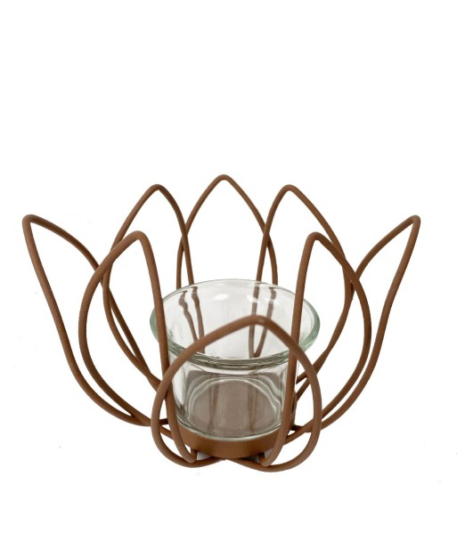 Signes Grimalt By SIGRIS - Portavelas en forma de flor Marrón de Metal Y Cristal | Portavelas Portavelas Portavelas