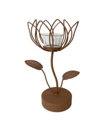 Signes Grimalt By SIGRIS - Portavelas en forma de flor Marrón de Metal Y Cristal | Portavelas Portavelas Portavelas