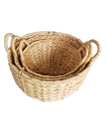 Signes Grimalt By SIGRIS - Cestas 3 Unidades Marrón de Fibra Vegetal-Cuerda | Cesta Bandeja Decorativa Mesa Bandeja