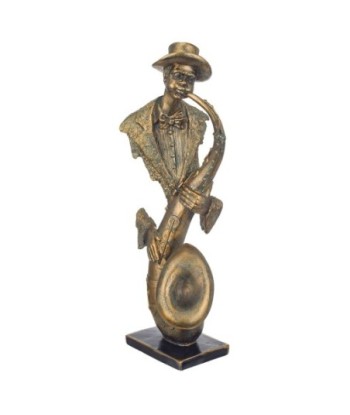By Sigris - Figura músico saxofón Dorado de Resina | Figura de persona Figuras De Resina Para Jardin Figura Resina