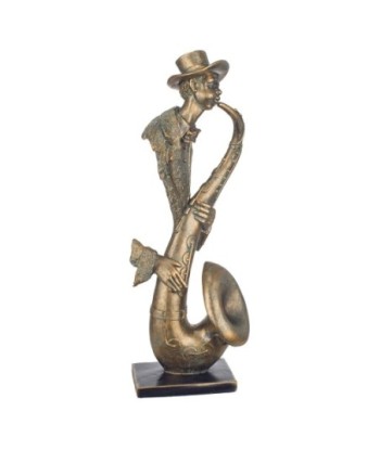 By Sigris - Figura músico saxofón Dorado de Resina | Figura de persona Figuras De Resina Para Jardin Figura Resina