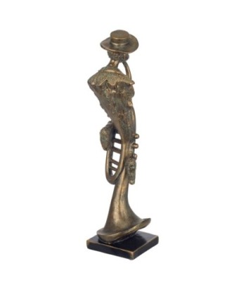 By Sigris - Figura músico trompeta Dorado de Resina | Figura de persona Figuras De Resina Para Jardin Figura Resina