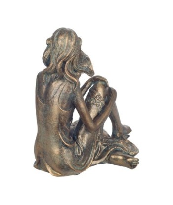 By Sigris - Figura Mujer sentada Dorado de Resina | Figura de persona Figuras De Resina Para Jardin Figura Resina