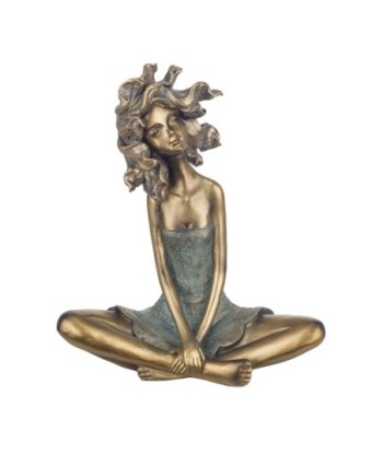 By Sigris - Figura Mujer sentada Dorado de Resina | Figura de persona Figuras De Resina Para Jardin Figura Resina