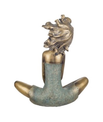 By Sigris - Figura Mujer sentada Dorado de Resina | Figura de persona Figuras De Resina Para Jardin Figura Resina