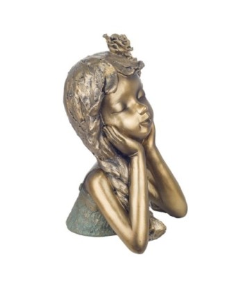 By Sigris - Figura Niña Pensando Dorado de Resina | Figura de persona Figuras De Resina Para Jardin Figura Resina