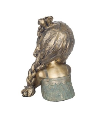 By Sigris - Figura Niña Pensando Dorado de Resina | Figura de persona Figuras De Resina Para Jardin Figura Resina