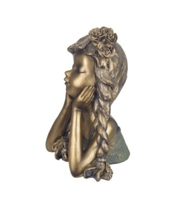 By Sigris - Figura Niña Pensando Dorado de Resina | Figura de persona Figuras De Resina Para Jardin Figura Resina