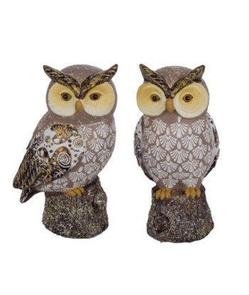 Signes Grimalt By SIGRIS - Figura Búho 2 Unidades Gris de Resina | Figura de Búho Figuras De Resina Para Jardin
