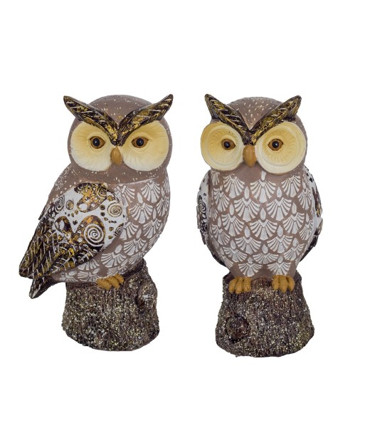 Signes Grimalt By SIGRIS - Figura Búho 2 Unidades Gris de Resina | Figura de Búho Figuras De Resina Para Jardin