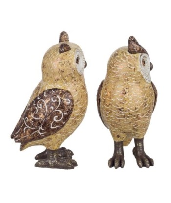 By Sigris - Figura Búho 2 Unidades Amarillo de Resina | Figura de Búho Figuras De Resina Para Jardin Figura Resina