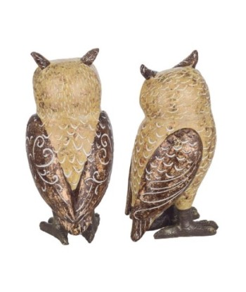 By Sigris - Figura Búho 2 Unidades Amarillo de Resina | Figura de Búho Figuras De Resina Para Jardin Figura Resina