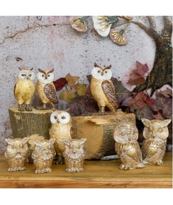 By Sigris - Figura Búho 2 Unidades Amarillo de Resina | Figura de Búho Figuras De Resina Para Jardin Figura Resina