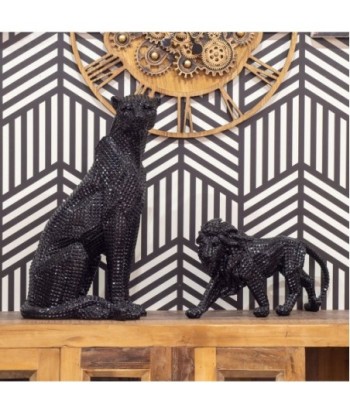Signes Grimalt By SIGRIS - Figura Leon Negro de Resina | Figura de León Figuras Decorativas Decoracion Salon 24x10x45cm