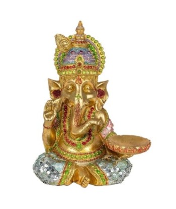 Signes Grimalt By SIGRIS - Portavelas ganesha Dorado de Resina | Portavelas Figuras Decorativas Decoracion Salon