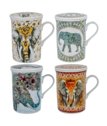 Signes Grimalt By SIGRIS - Mug - Taza con filtro 4 Unidades Multicolor de Porcelana | Mug Vaso Tetera De Hierro