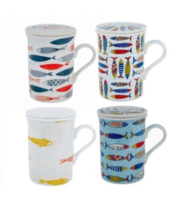 Signes Grimalt By SIGRIS - Mug - Taza con filtro 4 Unidades Multicolor de Porcelana | Mug Vaso Tetera De Hierro