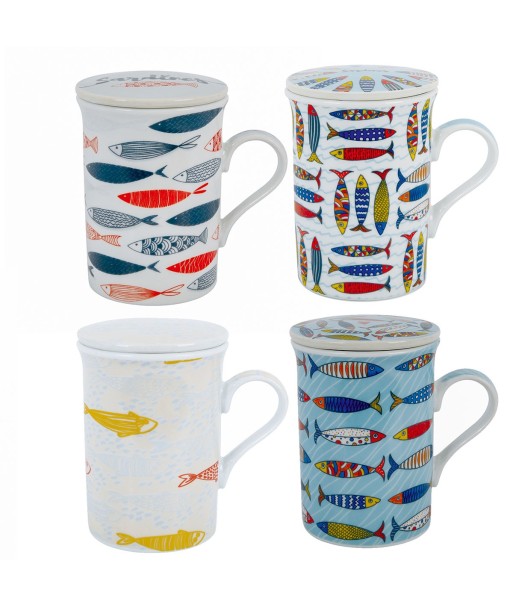 Signes Grimalt By SIGRIS - Mug - Taza con filtro 4 Unidades Multicolor de Porcelana | Mug Vaso Tetera De Hierro