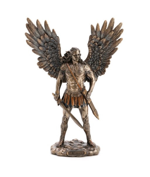By Sigris - Figura San Miguel Espada Dorado de Resina | Figura de Persona Figuras De Resina Para Jardin Figura