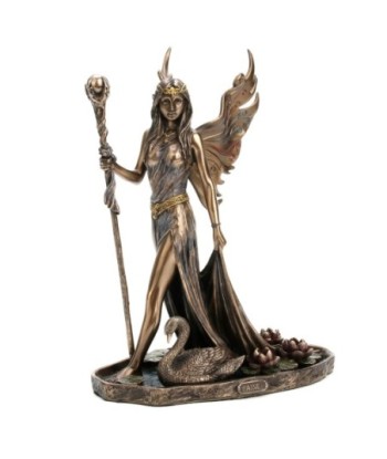 By Sigris - Figrua Aine Reina Hadas Dorado de Resina | Figura de Persona Figuras De Resina Para Jardin Figura
