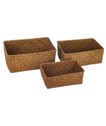 Signes Grimalt By SIGRIS - Cestas almacenaje 3 Unidades Marrón de Fibra Vegetal-Cuerda | Cesta Cesta Decorativa
