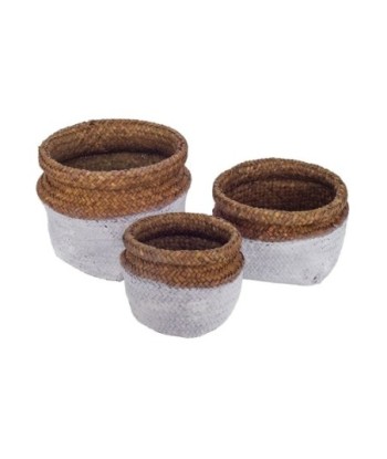 Signes Grimalt By SIGRIS - Cestas redondas 3 Unidades Blanco de Fibra Vegetal-Cuerda | Cesta Cesta Decorativa