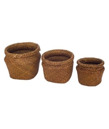 Signes Grimalt By SIGRIS - Cestas redondas 3 Unidades Marrón de Fibra Vegetal-Cuerda | Cesta Cesta Decorativa
