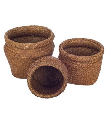 Signes Grimalt By SIGRIS - Cestas redondas 3 Unidades Marrón de Fibra Vegetal-Cuerda | Cesta Cesta Decorativa