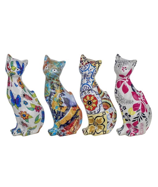 Signes Grimalt By SIGRIS - Figura Gato 4 Unidades Blanco de Resina | Figura de Gato Figuras De Resina Para Jardin
