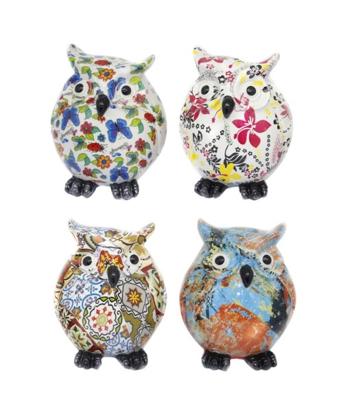 Signes Grimalt By SIGRIS - Figura Búho 4 Unidades Blanco de Resina | Figura de Búho Figuras De Resina Para Jardin