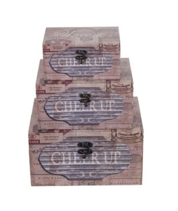 Signes Grimalt By SIGRIS - Cajas Vintage Mundo 3 Unidades Marrón de Mdf Y Pvc | Caja Maleta Decoracion Maleta