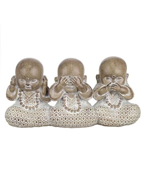 Signes Grimalt By SIGRIS - Figura Monje 3 Unidades Blanco de Resina | Figura de Buda Figuras De Resina Para Jardin