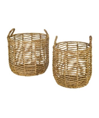 Signes Grimalt By SIGRIS - Cestas 2 Unidades Marrón de Jacinto De Agua | Cesta Bandeja Decorativa Mesa Bandeja
