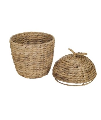 Signes Grimalt By SIGRIS - Cesta Manzana Marrón de Jacinto De Agua | Cesta Bandeja Decorativa Mesa Bandeja Mimbre