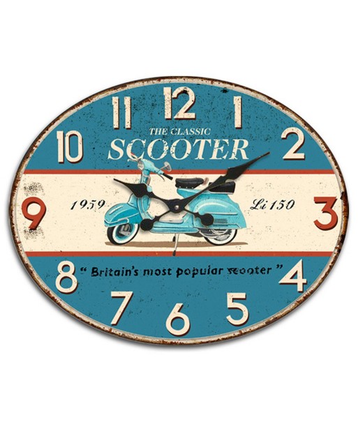 Signes Grimalt By SIGRIS - Reloj Pared Scooter Azul de Mdf | Reloj Reloj Vintage Pared Reloj Pared Vintage 39x1x49cm