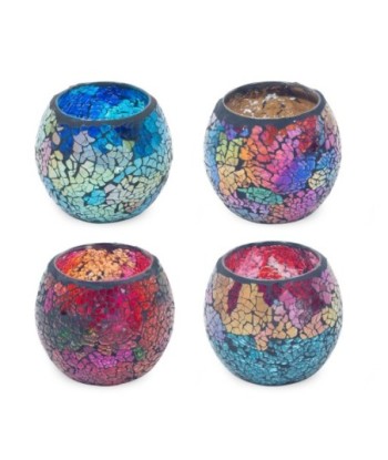 By SIGRIS Porta velas Estilo Vidriera Incluye 4 Unidades Decoración Jarrones Y Porta velas Colección India  Decor