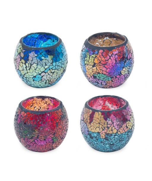 By SIGRIS Porta velas Estilo Vidriera Incluye 4 Unidades Decoración Jarrones Y Porta velas Colección India  Decor