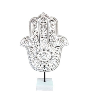 By Sigris - Adorno con base Mano Fátima Blanco de Mdf | Figura de Mano Figuras De Resina Para Jardin Figura Resina