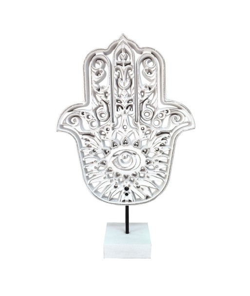 By Sigris - Adorno con base Mano Fátima Blanco de Mdf | Figura de Mano Figuras De Resina Para Jardin Figura Resina