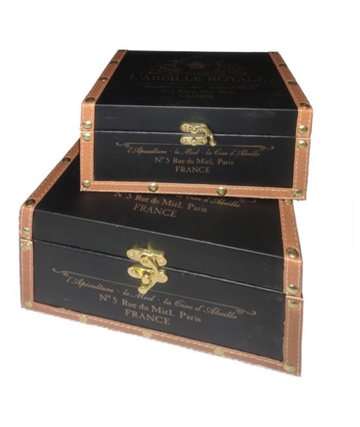 Signes Grimalt By SIGRIS - Maletas almacenaje 2 Unidades Negro de Madera Y Polipiel | Caja Maleta Decoracion Maleta